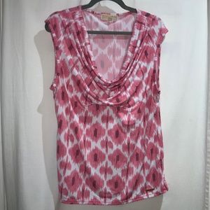Michael Kors drape front blouse Sz XL geometric print sleeveless